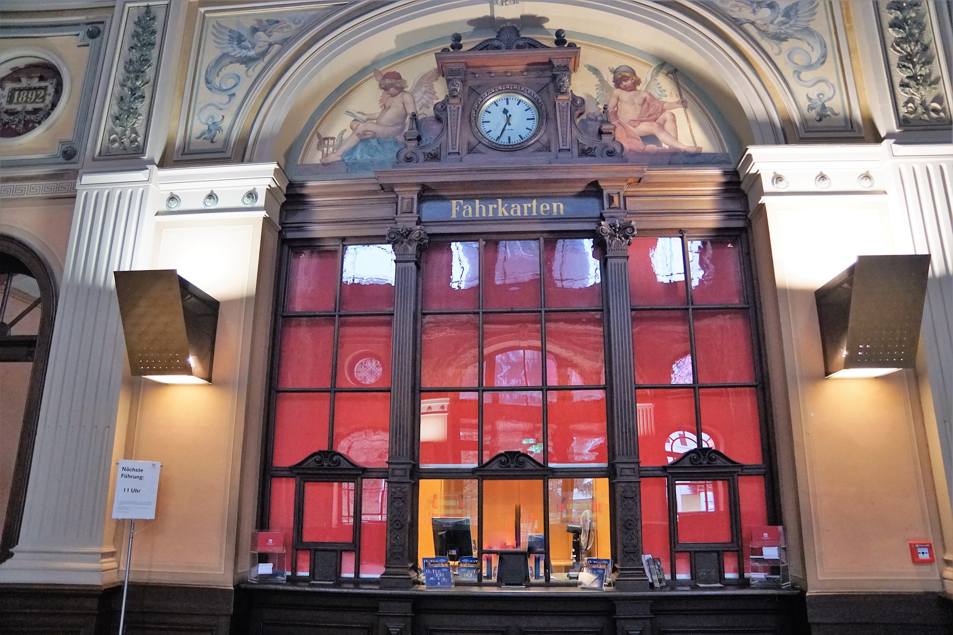 Fahrkartenschalter (a very beautiful looking ticket window in an old train station)