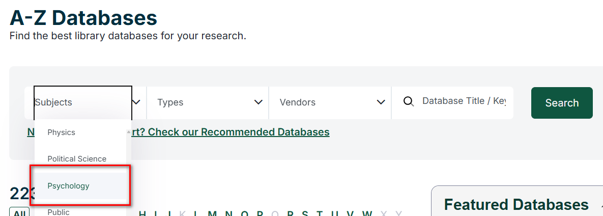 Psychology is selected in the subjects drop down
