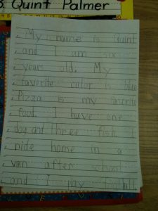 a six year old's hand-writing
