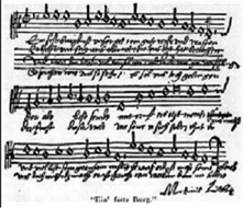 A picture of sheet music from the song "Ein’ feste Burg ist unser Gott."